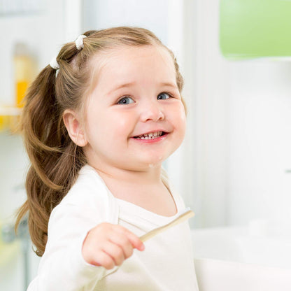 Organic Bamboo Baby Kids Toothbrush - 100% Safe Infant Toddler Toothbrush 6 to 12 Months and Up, Natural Bpa-Free Biodegradable Wood Extra Soft Bristles Children'S Dental Care (3 Pack)