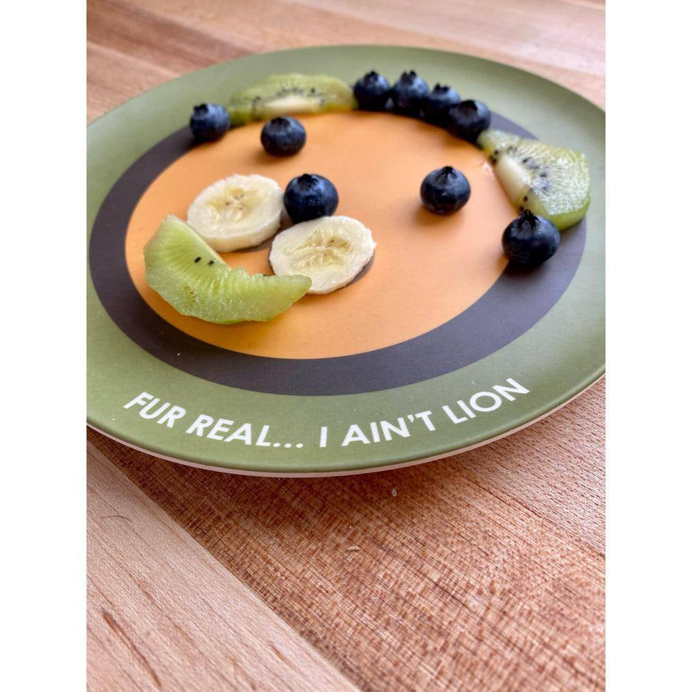 Kids Bamboo Plates, Assorted Animals, Monkey, Pig, Lion, Bear (Set of 4)