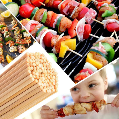 [100 PCS] 10 Inch Bamboo Skewers, Premium Wooden Skewers without Splinters, Skewers for Grilling, BBQ, Appetizer, Fruit Kabobs, Chocolate Fountain, Cocktail Toothpicks, and Food Skewer Sticks.