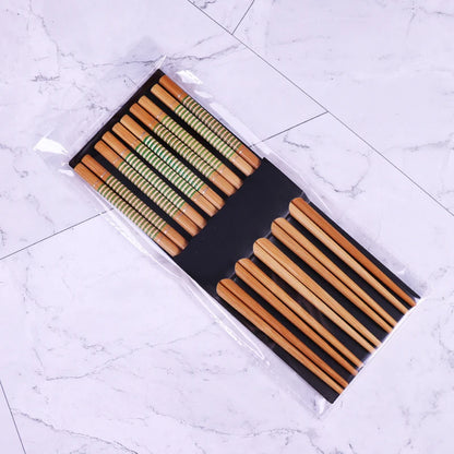 5Pairs Japanese Bamboo Chopsticks for Sushi Non-Slip Food Sticks Hot Pot Reusable Chinese Chopsticks Tableware Kitchen Tools