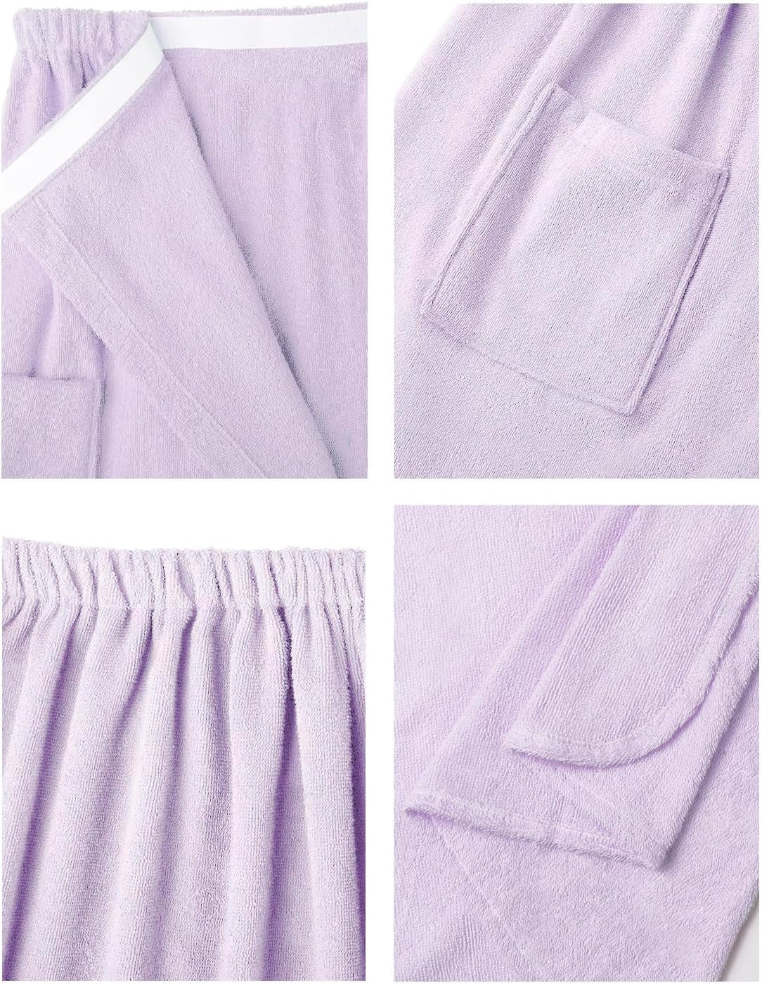 Women Bath Towel Wrap Robe, Soft Cotton Terry Spa Cloth, Plush Adjustable Closure for Shower, Travel, Pool, Gym