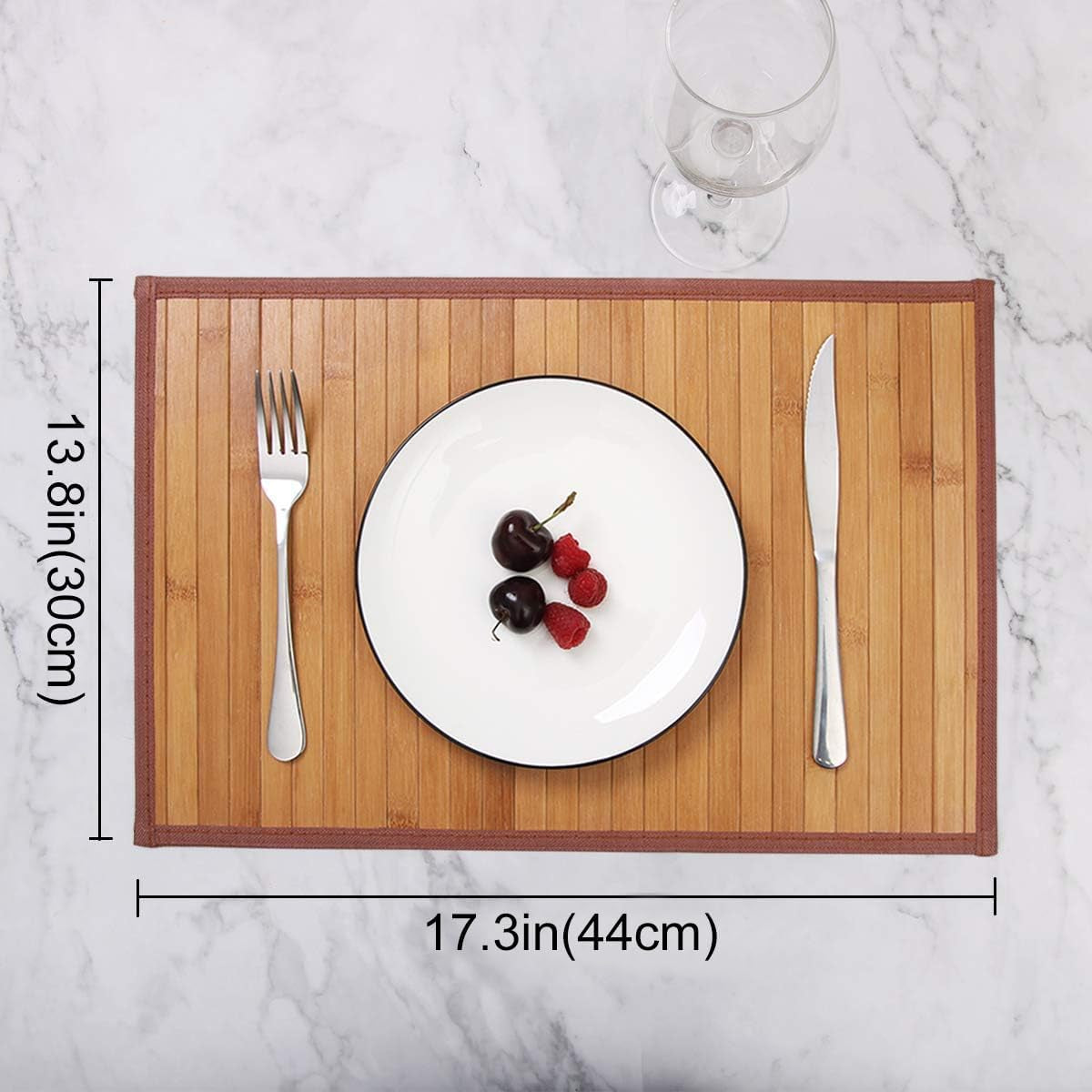 Bamboo Placemats for Dining Table, Placemats Set of 4,Stain-Resistant,Heat-Resistant Place Mats,Durable and Sturdy Dining Place Mats for Kitchen Table 11.5 * 17.5 Inch