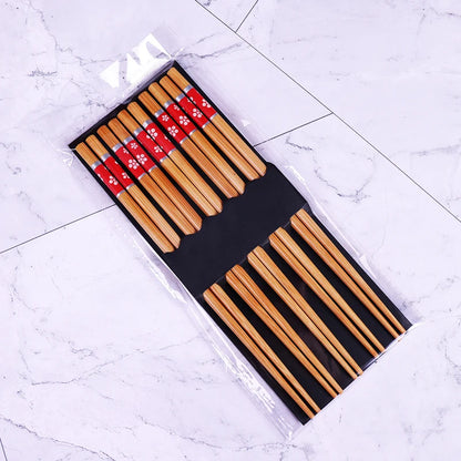 5Pairs Japanese Bamboo Chopsticks for Sushi Non-Slip Food Sticks Hot Pot Reusable Chinese Chopsticks Tableware Kitchen Tools