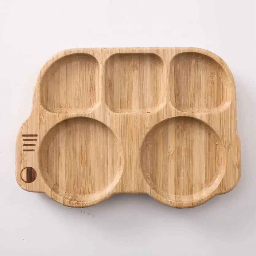 Car Baby Bamboo Suction Plate Bowl and Spoon Set