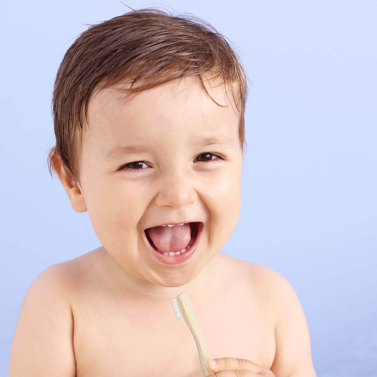 Organic Bamboo Baby Kids Toothbrush - 100% Safe Infant Toddler Toothbrush 6 to 12 Months and Up, Natural Bpa-Free Biodegradable Wood Extra Soft Bristles Children'S Dental Care (3 Pack)