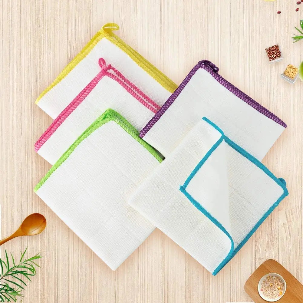 5/10Pcs Dishcloths Bamboo Dish Cloths Towels 12" X 12" Kitchen Wash Cloths Machine Washable Cleaning Cloths Absorbent Rags