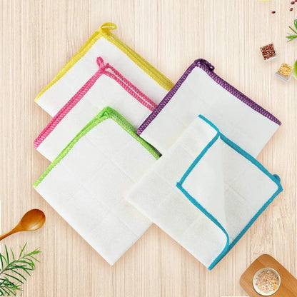 5/10Pcs Dishcloths Bamboo Dish Cloths Towels 12" X 12" Kitchen Wash Cloths Machine Washable Cleaning Cloths Absorbent Rags