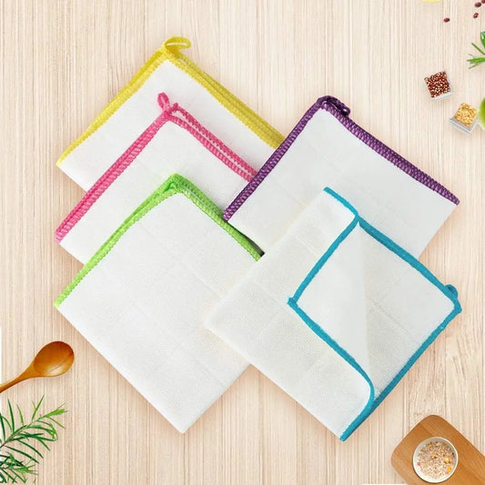 5/10Pcs Dishcloths Bamboo Dish Cloths Towels 12" X 12" Kitchen Wash Cloths Machine Washable Cleaning Cloths Absorbent Rags