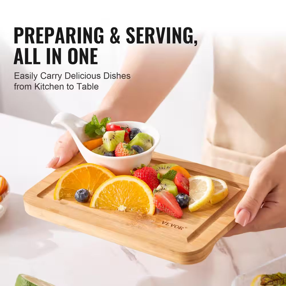 Cutting Board, 3-Pieces, Premium Versatile Bamboo Cutting Board with Food-Grade Oil and Juice Groove, Sturdy and Durable