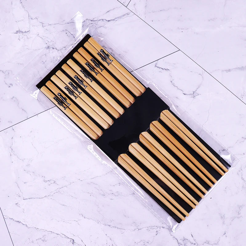 5Pairs Japanese Bamboo Chopsticks for Sushi Non-Slip Food Sticks Hot Pot Reusable Chinese Chopsticks Tableware Kitchen Tools