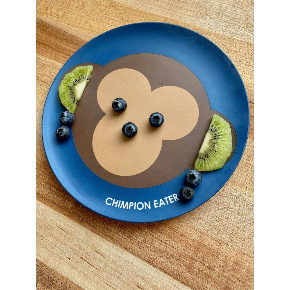 Kids Bamboo Plates, Assorted Animals, Monkey, Pig, Lion, Bear (Set of 4)