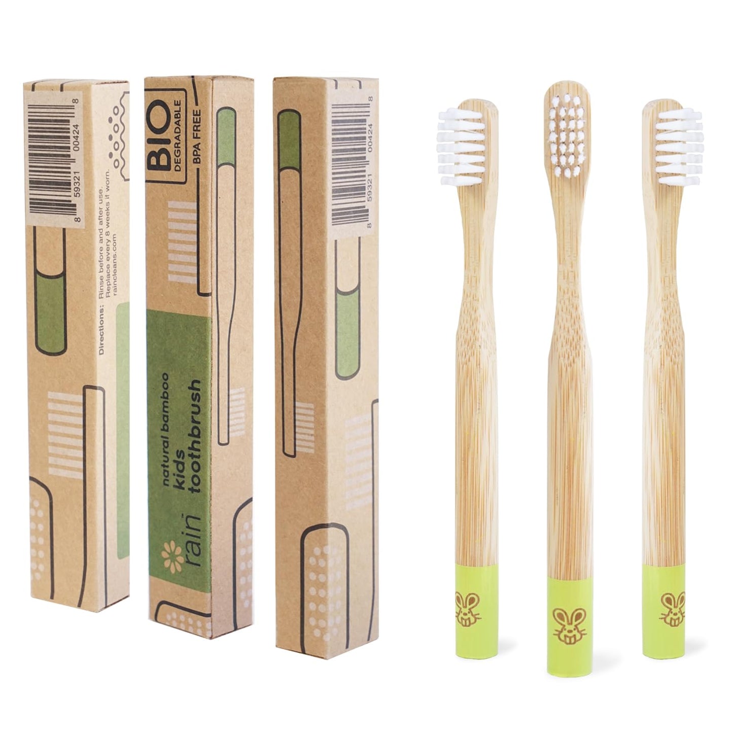 Organic Bamboo Baby Kids Toothbrush - 100% Safe Infant Toddler Toothbrush 6 to 12 Months and Up, Natural Bpa-Free Biodegradable Wood Extra Soft Bristles Children'S Dental Care (3 Pack)