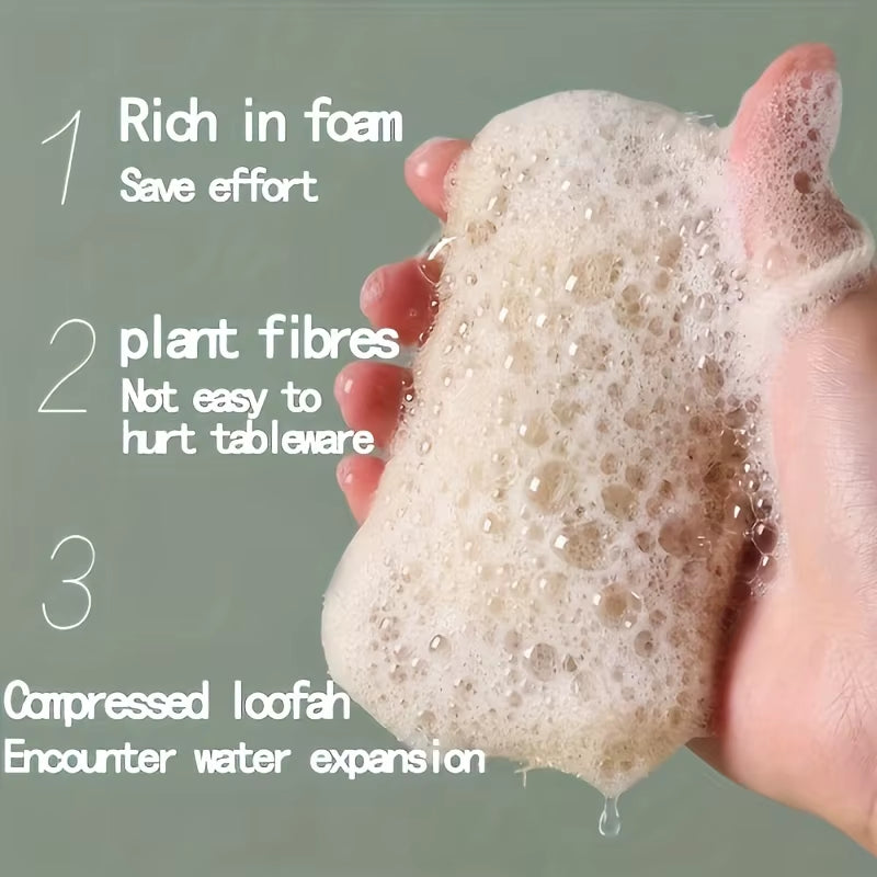 6Pcs Natural Loofah Exfoliating Sponges - Gentle Body Scrubber for Shower & Bath, Bamboo Fiber Cleaning Pads