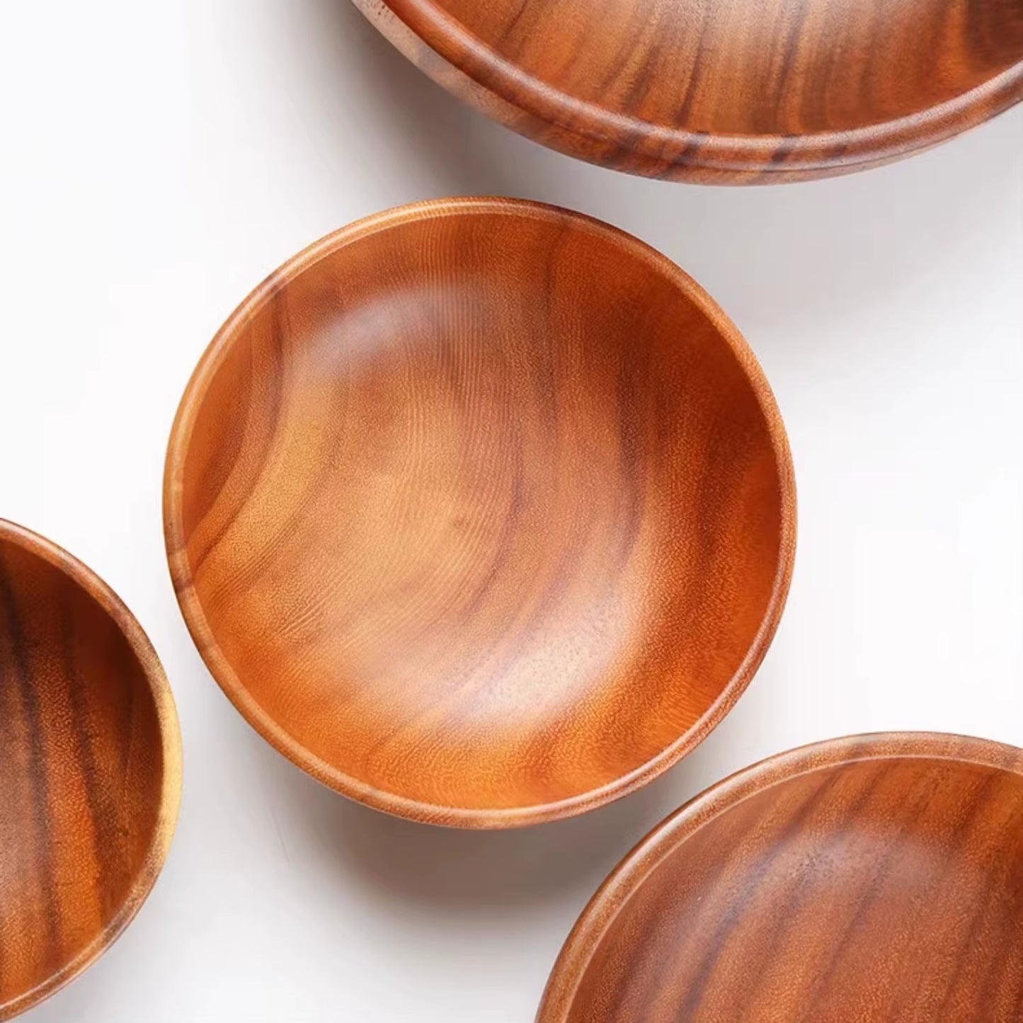 Acacia Wooden Fruit Salad Bowl, Japanese Style Rice Bowl, Single Wooden Ramadan Tableware, Utensils for Kitchen, Wood Soup Bowls