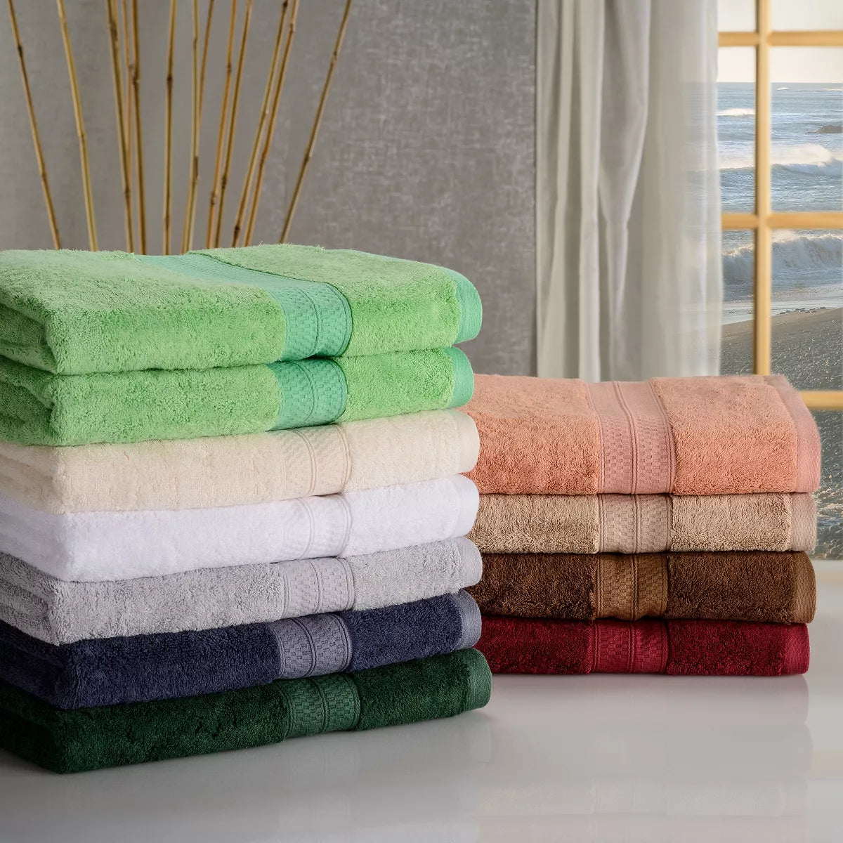 Plush and Absorbent Rayon from Bamboo and Cotton 2-Piece 30" X 54"  Towel Set by Blue Nile Mills