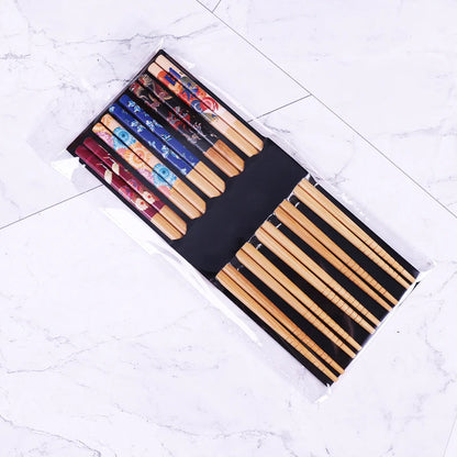 5Pairs Japanese Bamboo Chopsticks for Sushi Non-Slip Food Sticks Hot Pot Reusable Chinese Chopsticks Tableware Kitchen Tools