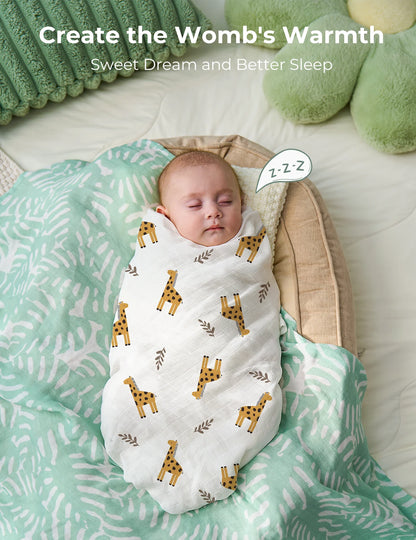 Muslin Swaddle Blankets, 4 Pack, Breathable 2-Layer Gauze Large 47'' X 47'' Baby Swaddling Receiving Blanket Wraps for Newborn Boys Girls, Bravery