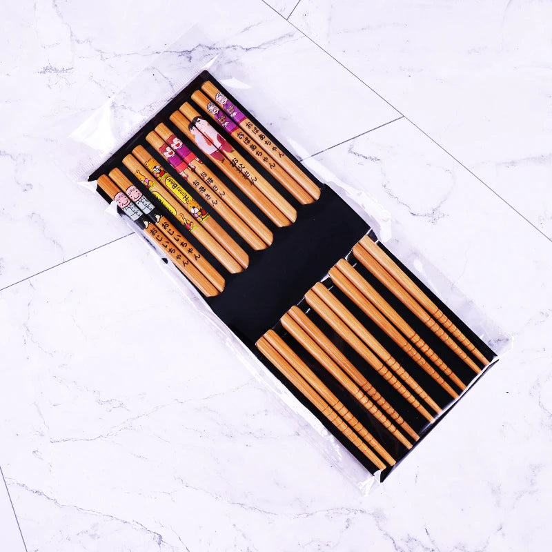 5Pairs Japanese Bamboo Chopsticks for Sushi Non-Slip Food Sticks Hot Pot Reusable Chinese Chopsticks Tableware Kitchen Tools