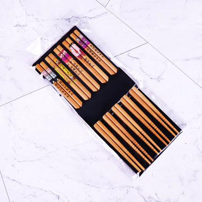 5Pairs Japanese Bamboo Chopsticks for Sushi Non-Slip Food Sticks Hot Pot Reusable Chinese Chopsticks Tableware Kitchen Tools
