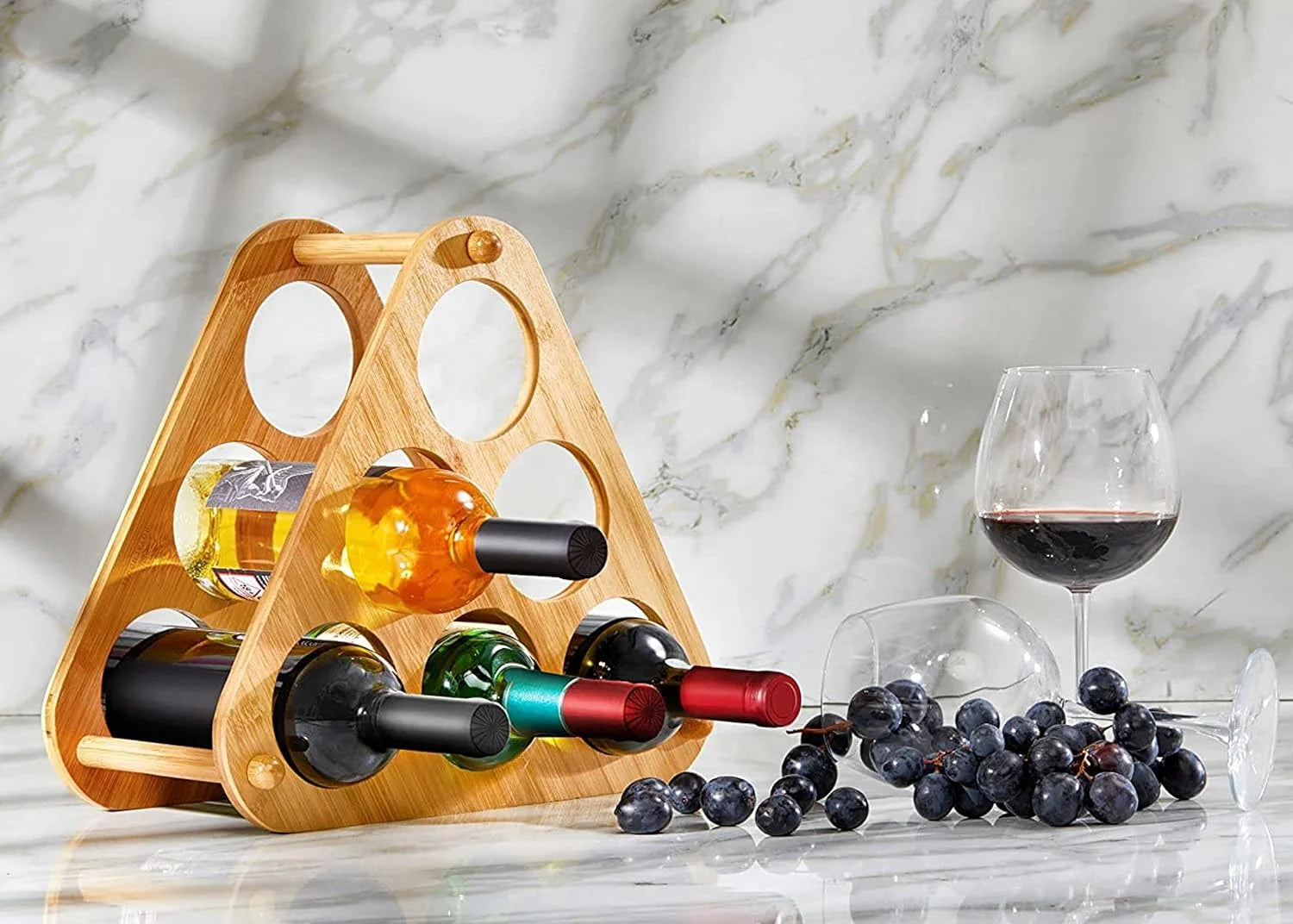 Bamboo Wine Rack, 6 Compartments, Assembly Required