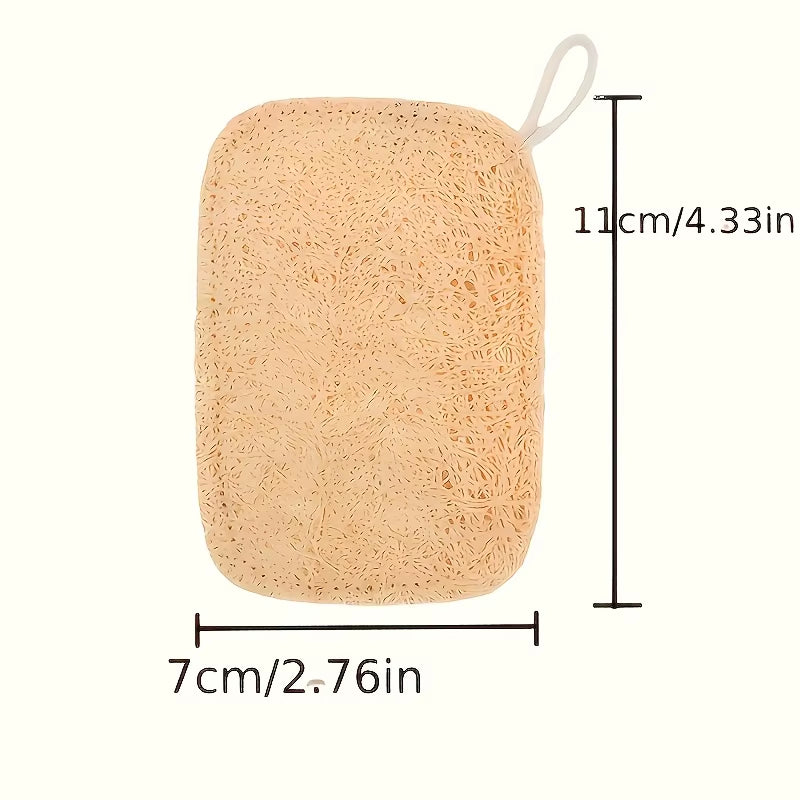 6Pcs Natural Loofah Exfoliating Sponges - Gentle Body Scrubber for Shower & Bath, Bamboo Fiber Cleaning Pads