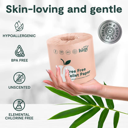 Premium & Soft Bamboo Toilet Paper | 48 Mega Rolls, 3 PLY & 350 Sheets| Tree Free Toilet Tissues | Plastic Free Packaging