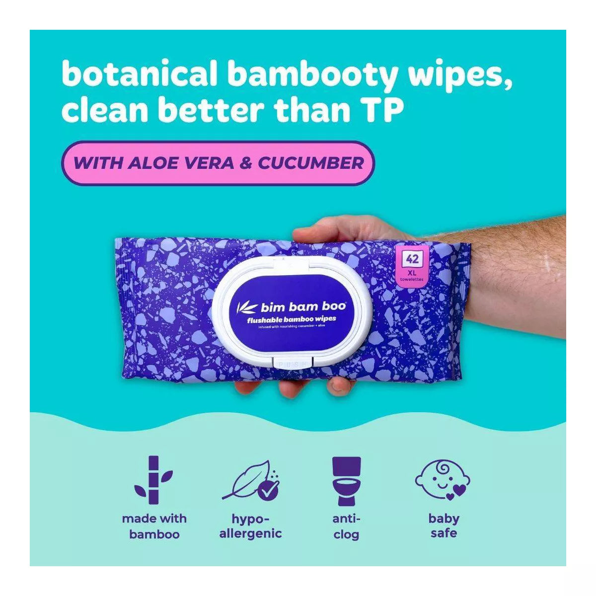 Bim Bam Boo Bamboo Flushable Wipes - 3Pk/42Ct