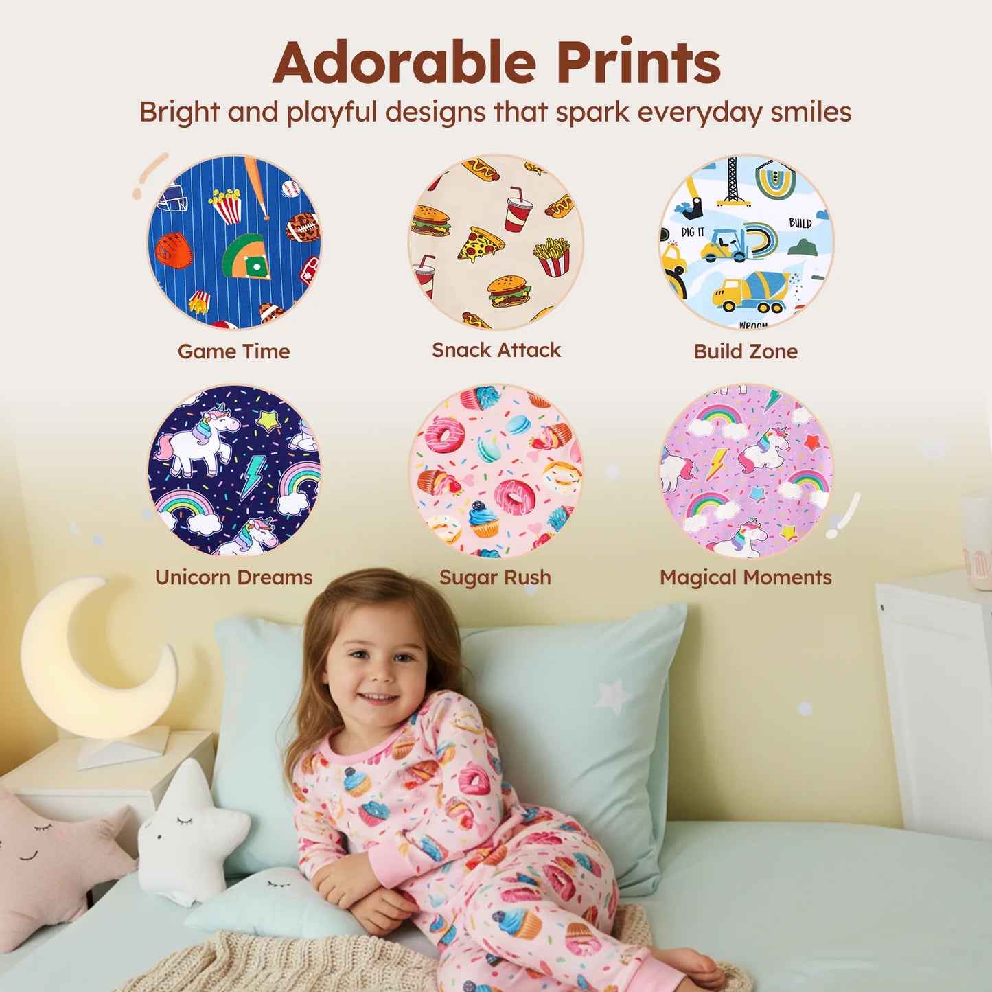 Toddler Girls Pajamas Viscose from Bamboo Kids 2-Piece Pj Set Gifts Short Sleeve Tops Pants Snug Sleepwear Sizes 5T