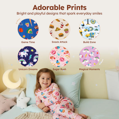 Toddler Girls Pajamas Viscose from Bamboo Kids 2-Piece Pj Set Gifts Short Sleeve Tops Pants Snug Sleepwear Sizes 5T