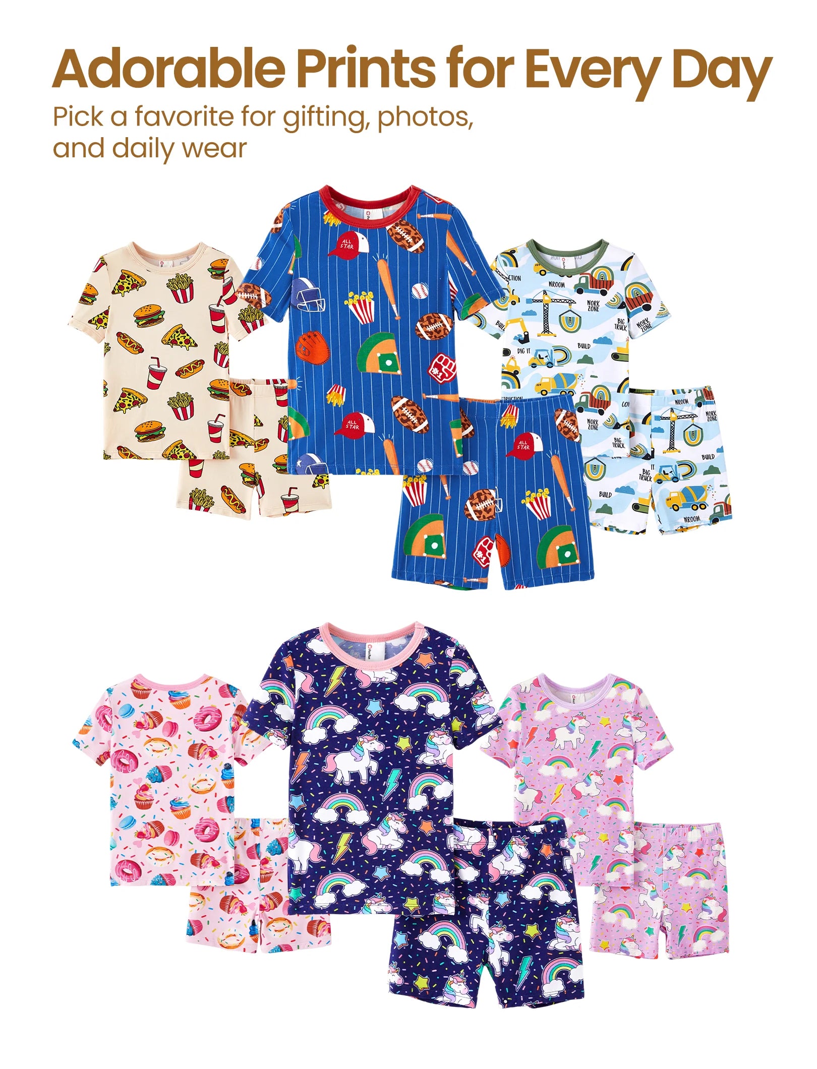 Toddler Girls Pajamas Viscose from Bamboo Kids 2-Piece Pj Set Gifts Short Sleeve Tops Pants Snug Sleepwear Sizes 5T